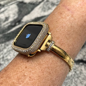 Apple Watch Bangle Band in Yellow gold and or Lab Diamond Apple Watch case Bezel Apple Watch cases Apple Watch bands Apple Watch bangles