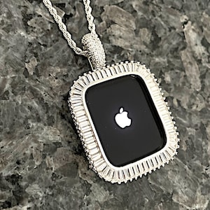 Apple Watch Pendant,Necklace White gold wear on watch or neck Lab Diamond Apple Watch necklace Apple Watch pendants Apple Watch necklaces