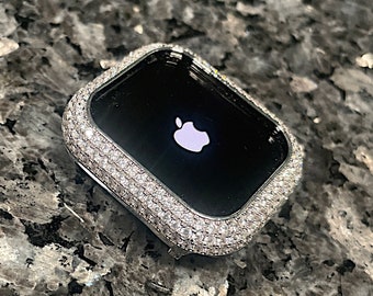 White gold Lab Diamond Apple Watch Bezel Case 38,42,40,42,41, 45mm 49 Ultra 1 Apple Watch Ultra 2 Sparkling Bling luxury bling ipad iPhone-