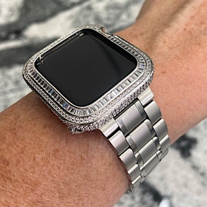 Stainless Apple Watch Band and or Lab Diamond case Bezel Iwatch band Stainless Steel Apple Watch bands Apple Watch cases Apple Watch bling