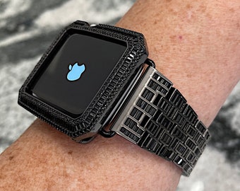 Luxury Lab Diamond Apple Watch Band and or Lab Diamond Apple Watch case Bezel Bling band bling Apple Watch cases Apple Watch bands