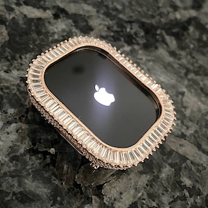 Apple Watch ULTRA-horlogekast Roségoud en baguettelab-diamanten horlogekast Apple Watch-hoesjes Apple Watch Ultra-horlogehoezen
