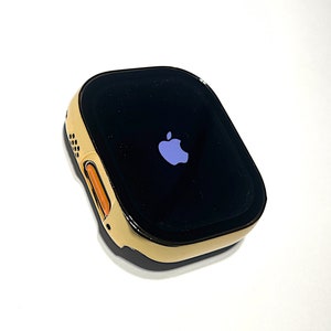 14k geelgouden Apple Watch-hoes met glazen schermbeschermer 14k geelgouden Apple Watch-cover, Apple Watch-bumper, Apple Watch-beschermer