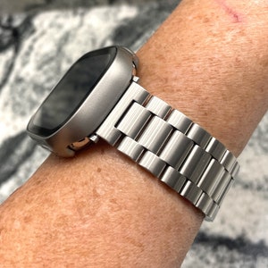 49mm Ultra Titanium color stainless steel Mens Apple Watch Band and or Watch case with built in screen protector 49 Ultra Apple Watch strap
