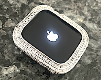 Custom Apple Watch Cover Silver Lab Diamond Bezel, Apple  display picture 2