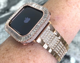 22mm wide Rose gold Crystal Apple Watch Band and or Apple Watch case Apple Watch cases Apple Watch bands Apple Watch covers apple iPhone