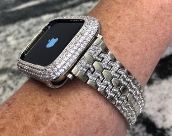 Apple Watch Band and or white gold Lab Diamond Apple Watch case Apple Watch cases Apple Watch covers Apple Watch bands Apple Watch bling