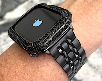 Black Apple Watch Band and or Lab Diamond Apple Watch case Apple Watch cases Apple Watch covers Apple Watch bands Apple Watch straps