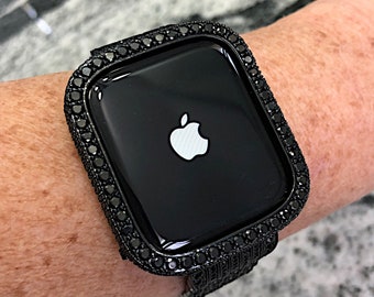 Black Bezel Only Lab Diamond Apple Watch Bezel Apple Watch Case cover bumper Bling iwatch 38,42,41,45,49 Ultra Apple Watch band strap