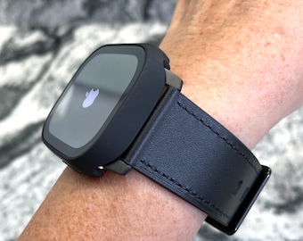 Buy Apple Watch Band Wide Black Top Grain Apple Leather Watch Band