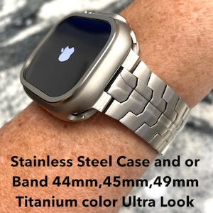 Apple Watch Titanium color stainless steel case and or Apple Watch band Apple Watch case stainless steel Apple Watch case 44,45,46,49 Ultra