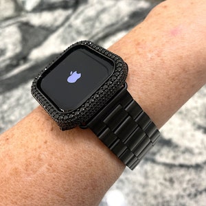 Cinturino per Apple Watch e/o lunetta Lab Diamond nera, cinturino in acciaio inossidabile nero Custodie Ultra per Apple Watch Cover per Apple Watch 2, 3, 4, 5, 6, 7, 8, 9, 10, 11