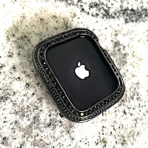 Ensemble de canaux ronds entièrement chargés, lunette noire uniquement, boîtier de lunette de diamant de laboratoire Apple Watch, iwatch ipad, iphone 40 mm, série 44 mm