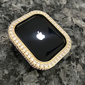 Apple Watch Case Yellow Gold Bezel Only Lab Diamond Apple Watch Bezel Apple Watch cover Apple Watch Cases 41-49mm Ultra 4-3-2-1