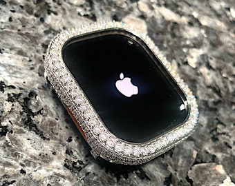 Apple Watch ULTRA Watch case white gold and lab diamond watch cover Apple ultra watch cases Apple Ultra watch covers Apple Ultra bling
