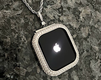 Apple Watch Pendant White Gold Necklace wear on watch or neck Bling Apple Watch pendant Apple Watch Necklace bling Apple Watch necklace