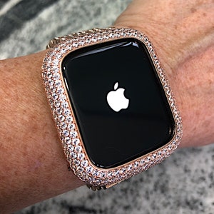 Apple Watch case Rose gold lab Diamond Apple Watch Bezel Metal Iphone Apple Watch case 40,42,44,41,45,46,49 Apple Watch Ultra cases