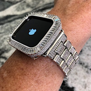 Series 7 41mm 45mm High End White Gold Lab Diamond Apple Band | Etsy Ireland