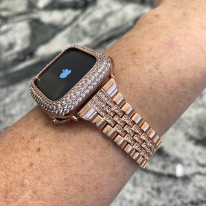 Classy Rose gold Apple Watch Band and or Lab Diamond Apple Watch case Apple Watch cases Apple Watch bands ultra off Apple Watch bands