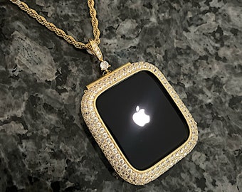 Apple Watch Pendant Yellow Gold Necklace wear on watch or neck Bling Apple Watch pendant Apple Watch Necklace bling Apple Watch necklace
