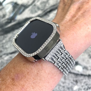49mm Ultra Apple Watch Ultra crystal Band and or 14k white gold GP  2 row Pc Apple Watch cover 49 Ultra series 1 ultra series 2 No Screen