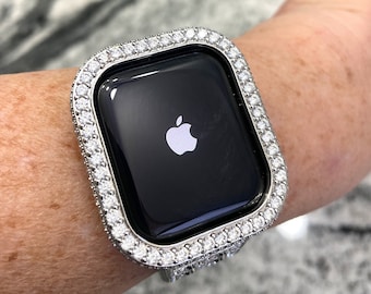 Apple Watch-kast Witgouden rand Alleen Lab Diamond Apple Watch Bezel Case Cover 38,40,42,44,41,45,49 Ultra Watch 49 mm Ultra 1 Apple Ultra 2