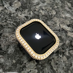 Apple Watch Case Yellow Gold Bezel Only Lab Diamond Apple Watch Bezel Apple Watch cover Apple watch Bling Apple Watch protector Case image 1