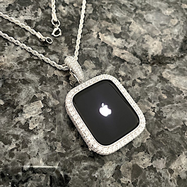 Apple Watch Pendant,Necklace White gold wear on watch or neck Lab Diamond Apple Watch necklace Apple Watch bling Free shipping over 35.