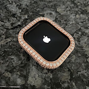 Rose Gold Bezel Lab Diamond Apple Watch Bezel Case Apple Watch case 38/40 42/44 41/45 49 Ultra Apple Watch band Apple Watch case cover bling