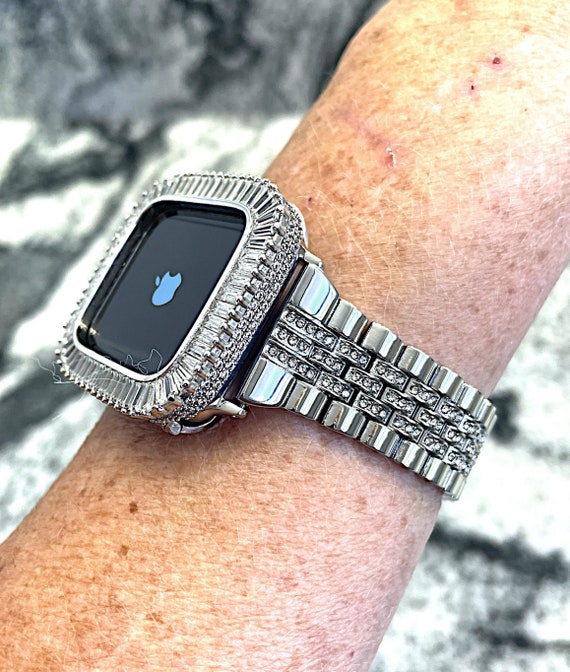 Classy Jubilee White Gold Apple Watch Band and or Lab Diamond