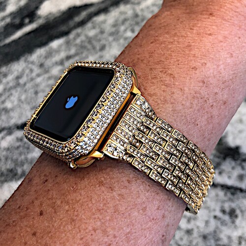 Yellow Gold Apple Watch Band and or Lab Diamond Bezel Iwatch - Etsy