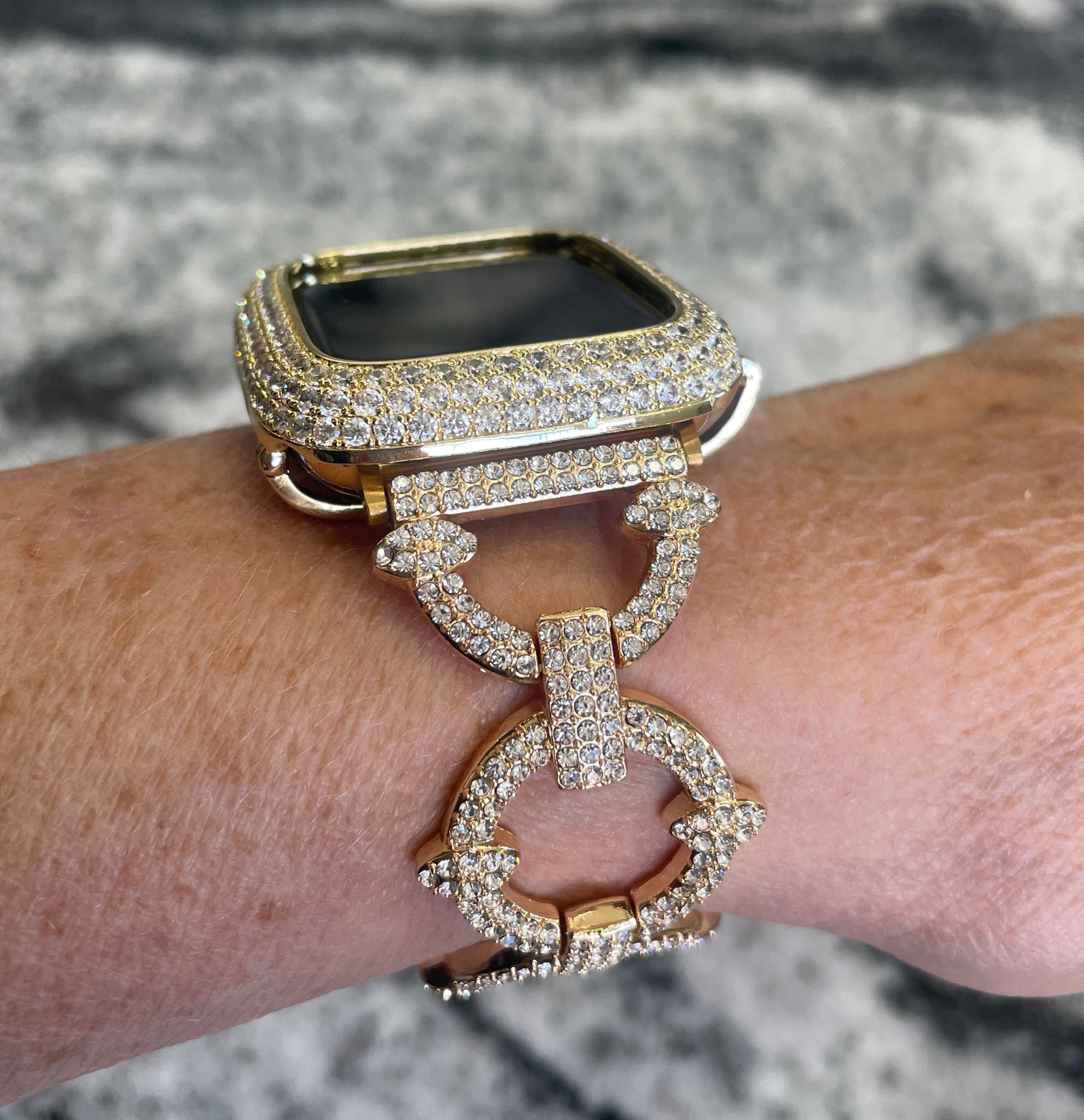 Yellow Gold Apple Watch Band and or Lab Diamond Apple Watch Case