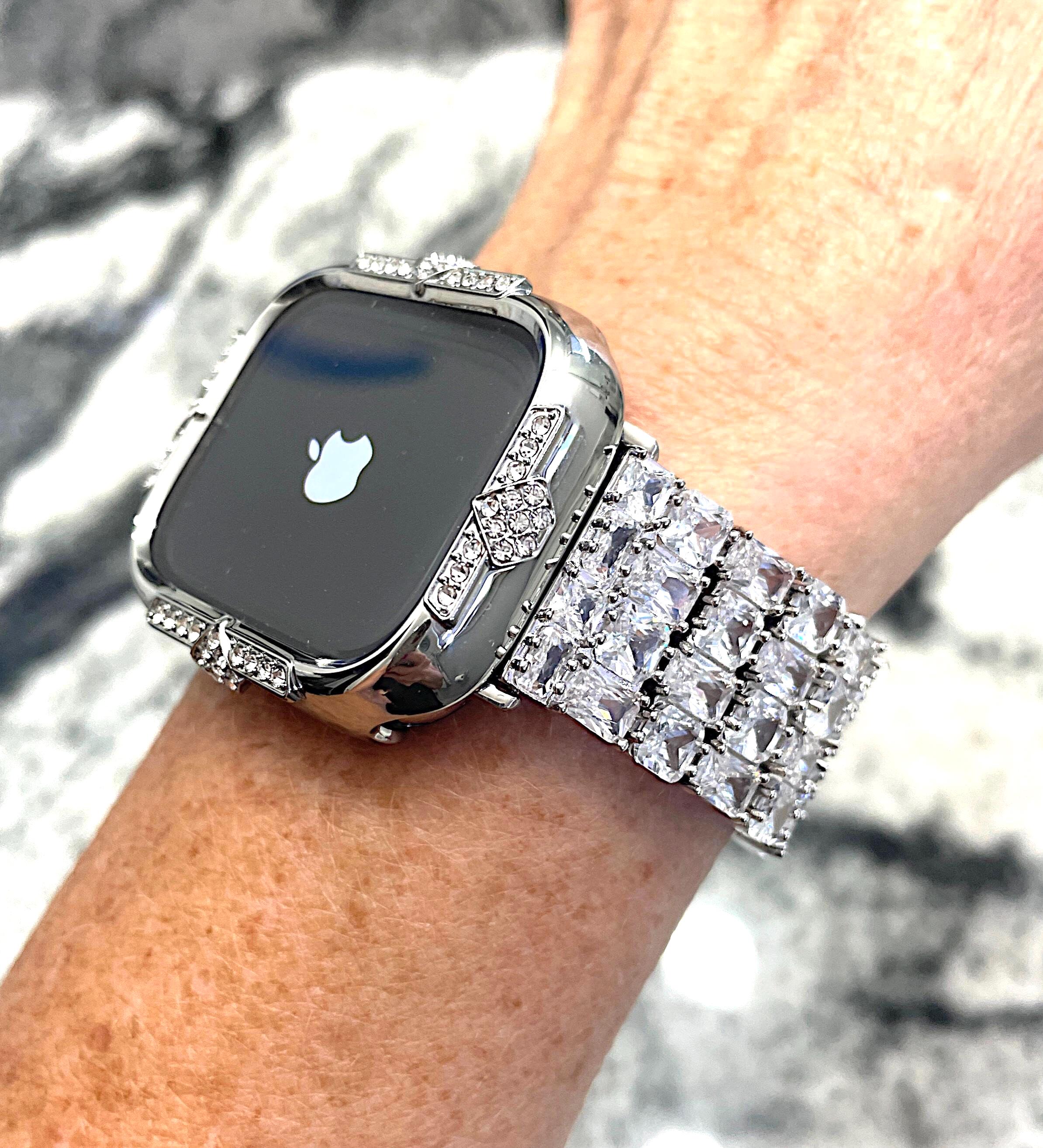 Latest Style High End Lab Diamond 14k White Gold Apple Watch  display picture 1