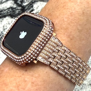 42mm 40mm-45mm Apple Watch Band and or 14k Rose gold gp Pc made with Swarovski elements crystal Apple Watch case Apple Watch cases