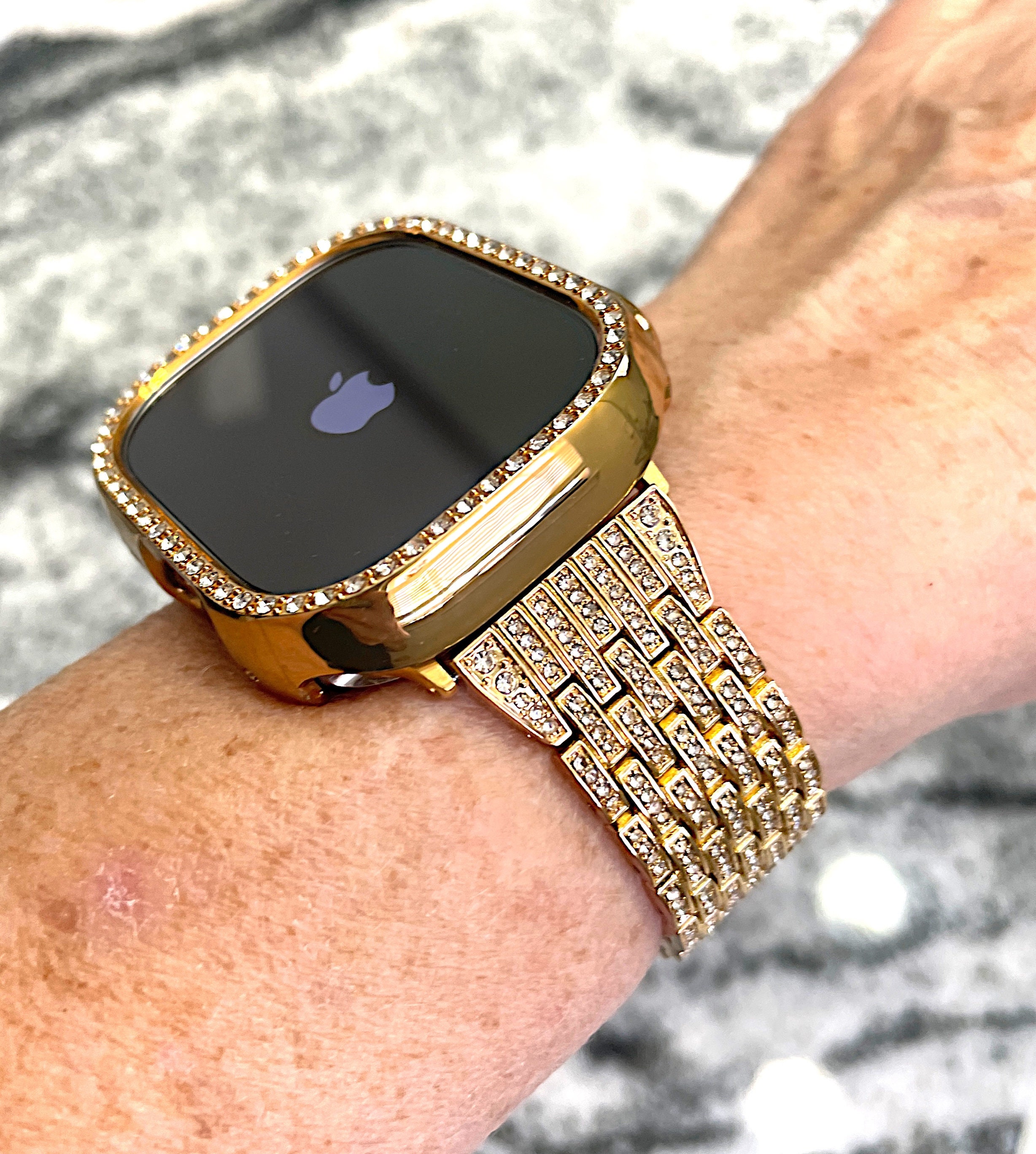 Apple Watch FKMラバーベルト イエロー クリアケース カバー