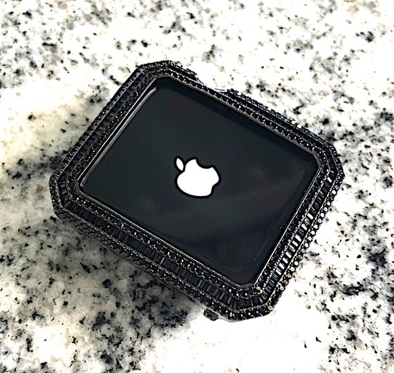 Luxury Black Baguette Bezel Lab Diamond Apple Watch Case 