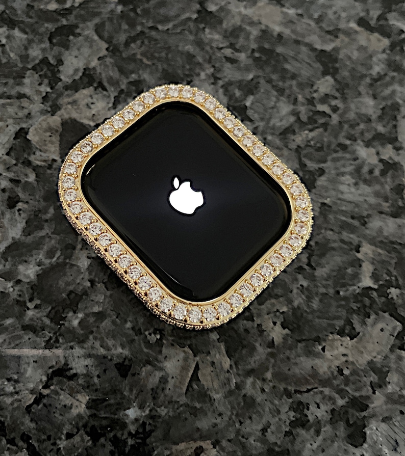 Apple Watch Case Yellow Gold Bezel Only Lab Diamond Apple Watch Bezel Apple Watch cover Apple watch Bling Apple Watch protector Case image 4