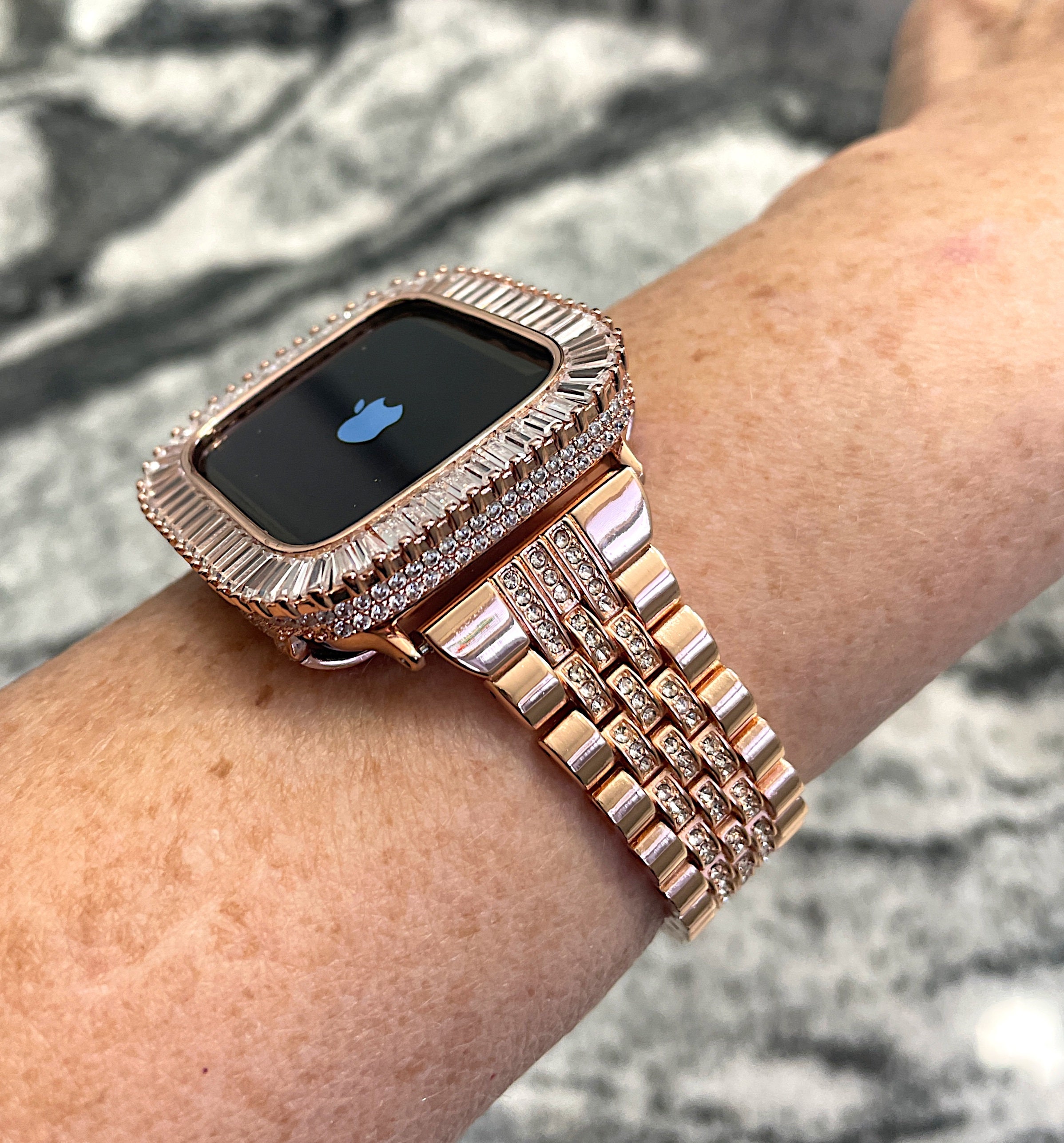 Rose Gold Apple Watch Band and or Baguette Lab Diamond Apple  display picture 3