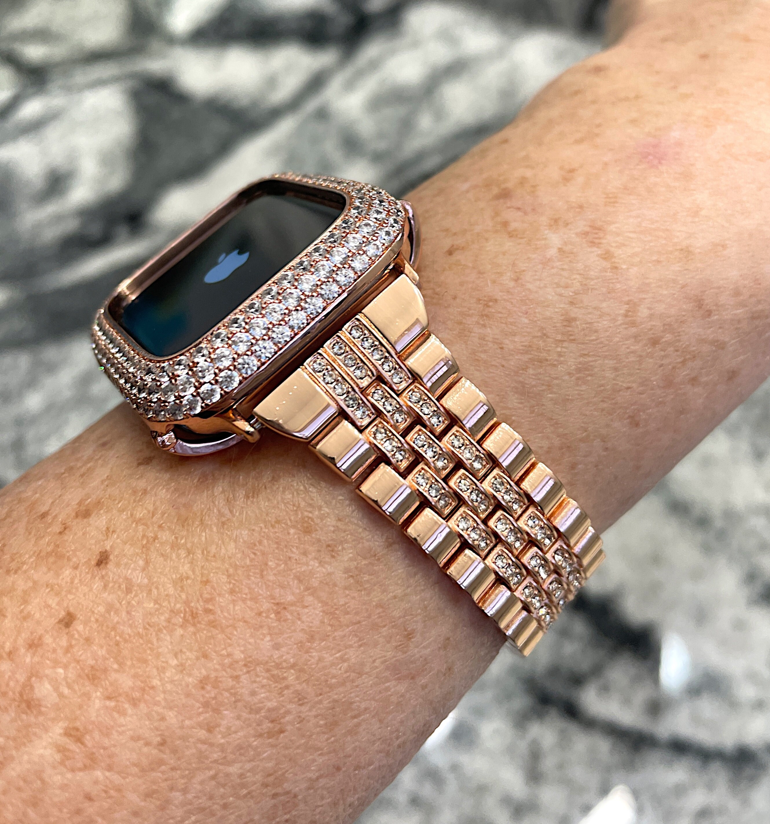NEW Rose Gold Diamond Rhinestone Apple Watch Band Amazon.com: Surace Metal Band for Apple Watch Bands 40mm for  main image 2