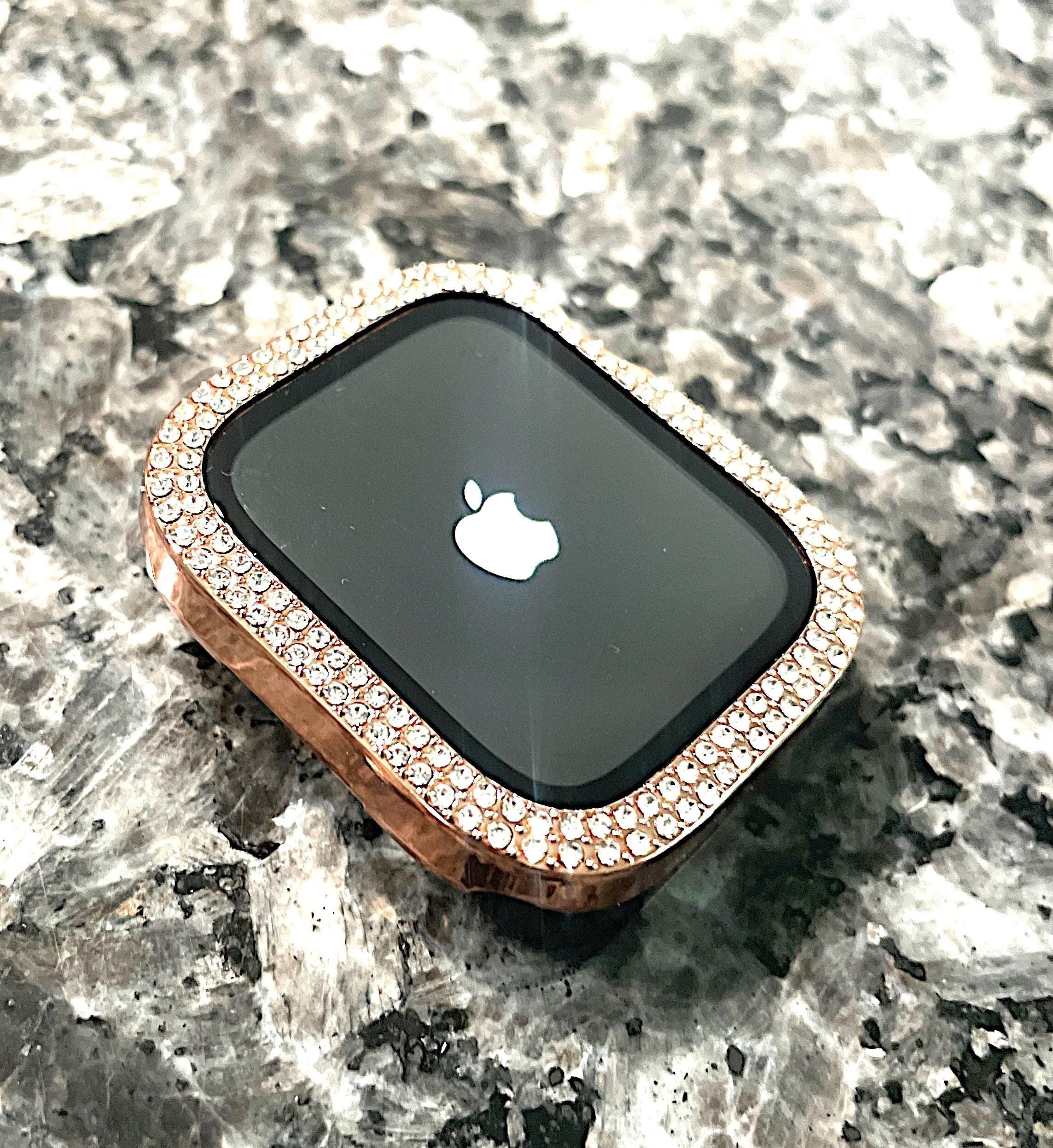 14k Rose gold gp pc Apple Watch case 2 row Crystal Apple Watch Case is made with high-end crystals Apple Watch cover w/ screen protector