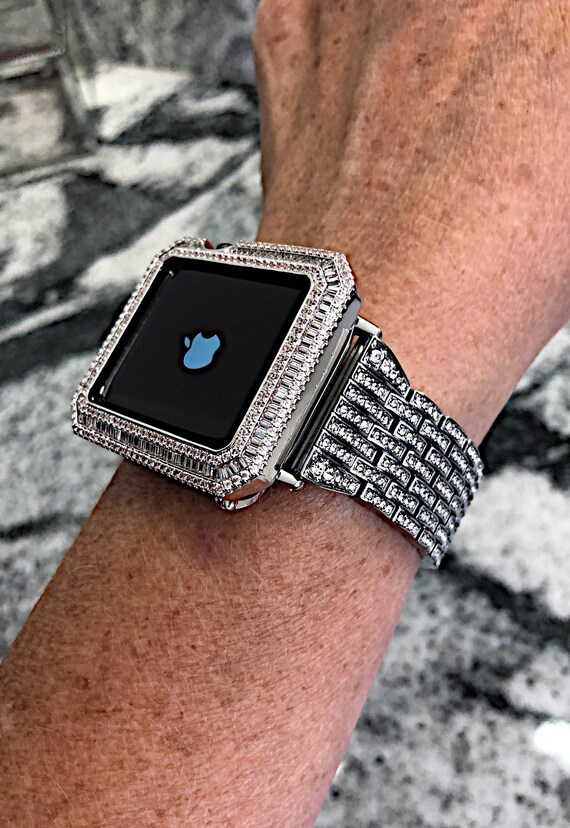 Gold apple watch white band sales