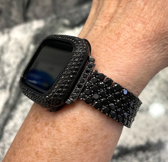 Latest style High end lab diamond Black gold Apple Watch Watch Band and or Lab Diamond Apple Watch case 40 44 41 45 49 Ultra Apple Watch