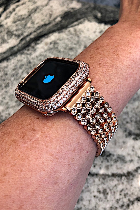 Apple Watch Band Women Rose Gold Swarovski Crystals & Crystal 