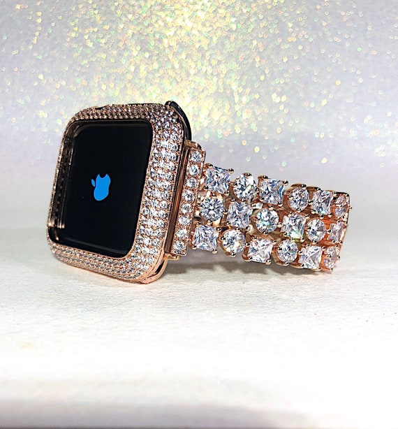 Rose Gold Apple Watch Band and or Lab Diamond Bezel Iwatch | Etsy