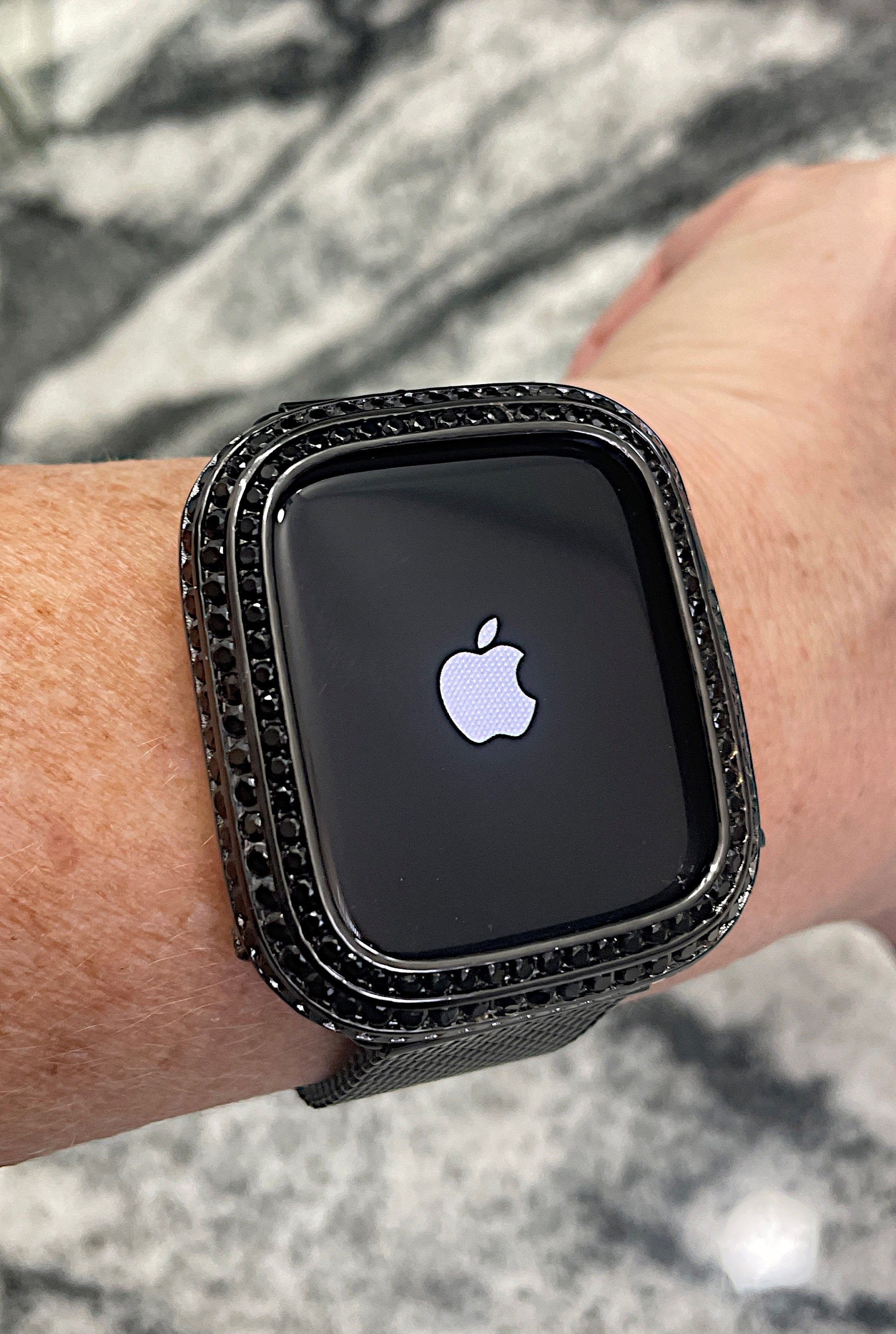 Apple Watch Case Cover, baguette channel set Black Bezel Lab Diamond, 44mm Series 4,5,6,SE 44 mm Black Lab Diamond Apple Watch Bezel  main image 4