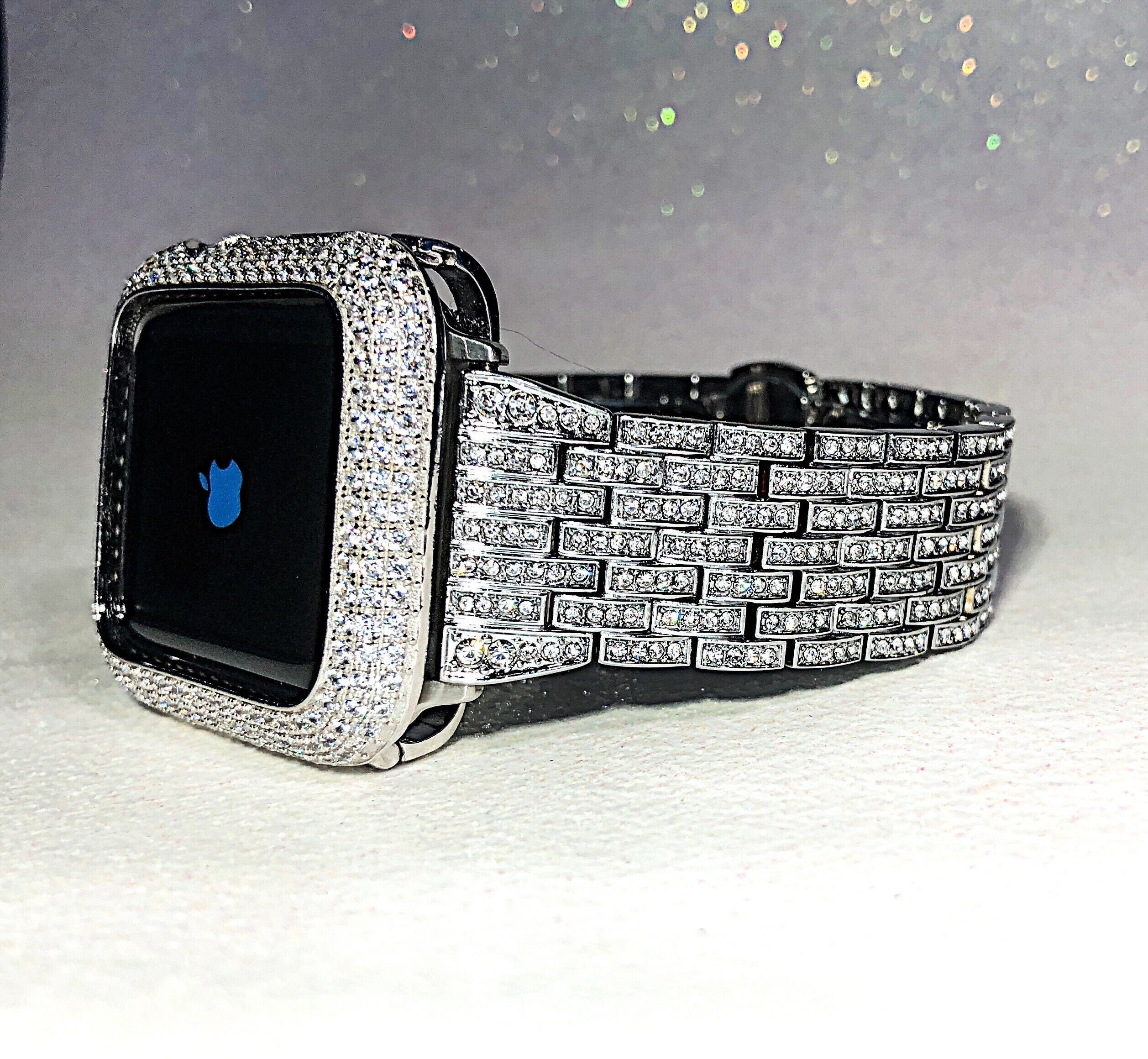 White Gold Apple Watch Accessories Band and Lab Diamond | Etsy
