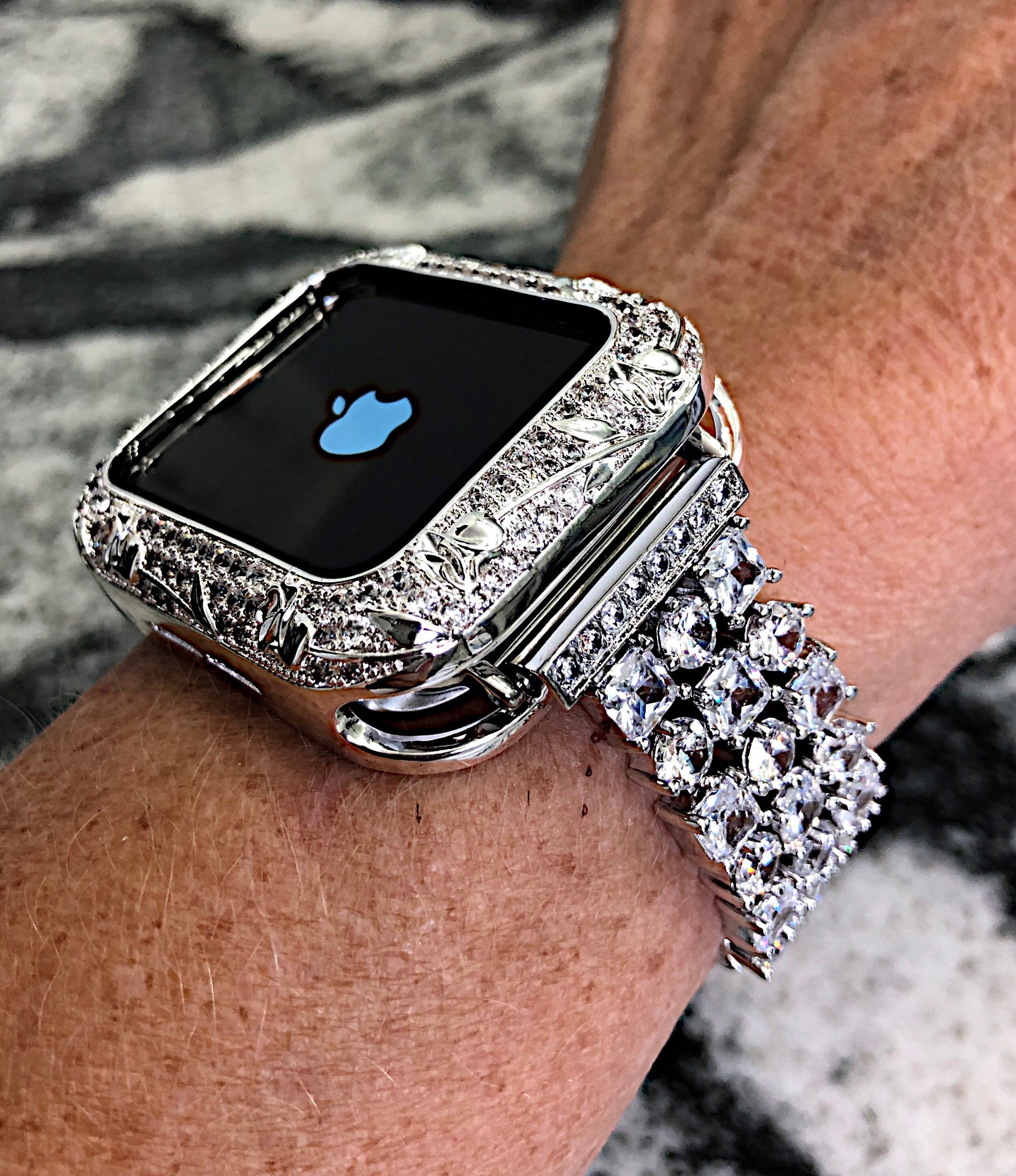 Worryfree Gadgets Apple Watch Band Metal Strap Diamond Rhinestone