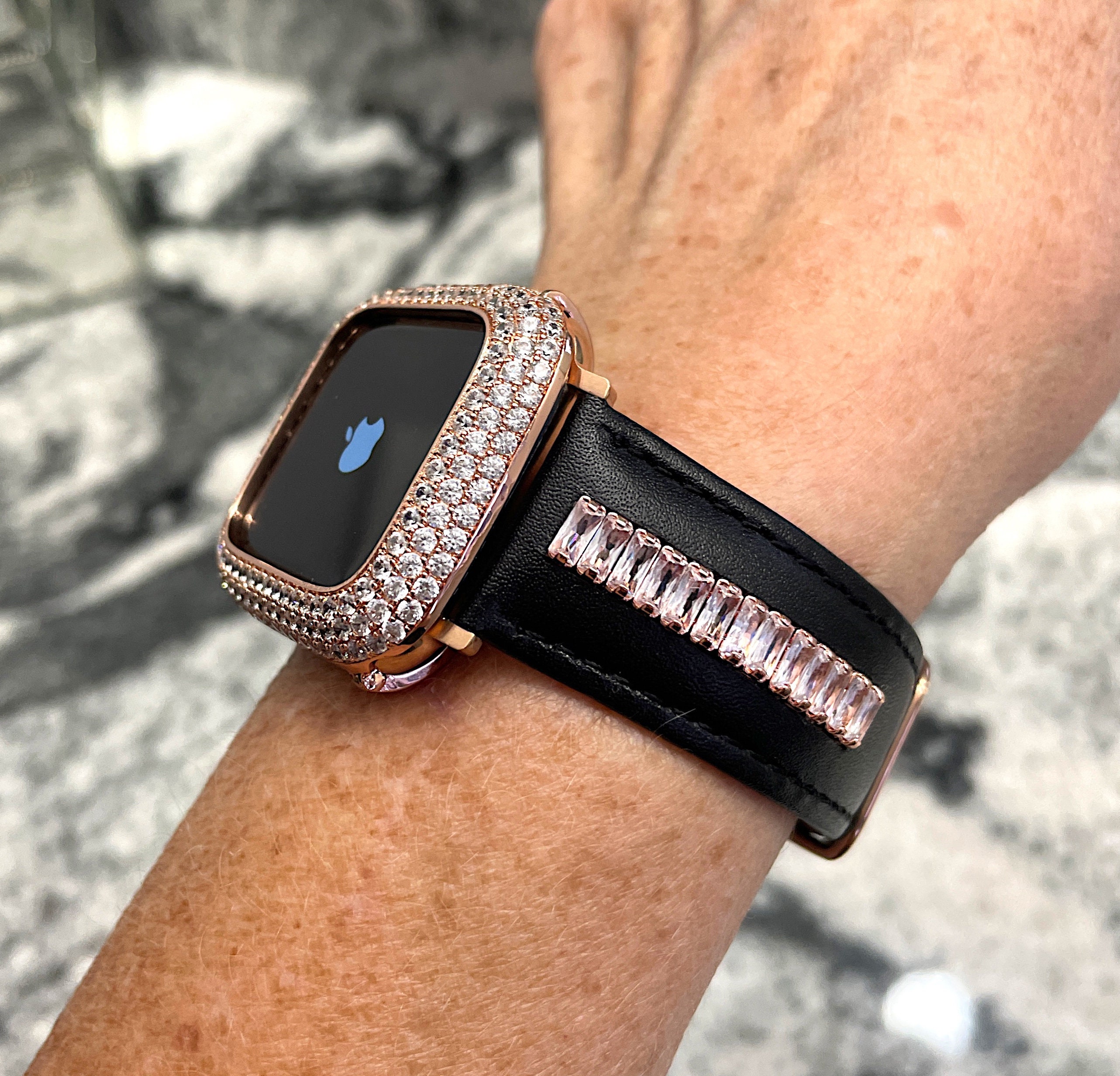 Apple Watch Case Cover, Limited Edition Black Lab Diamond baguette, 44mm ✨ Shine bright like a diamond! ? Upgrade your Series 10  main image 3