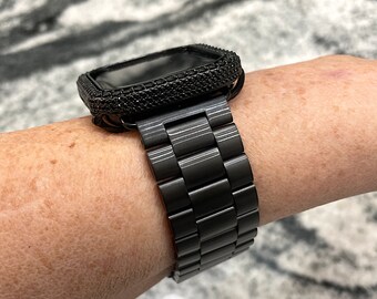 Apple Watchバンドまたはブラックラボダイヤモンドベゼル、ブラック
