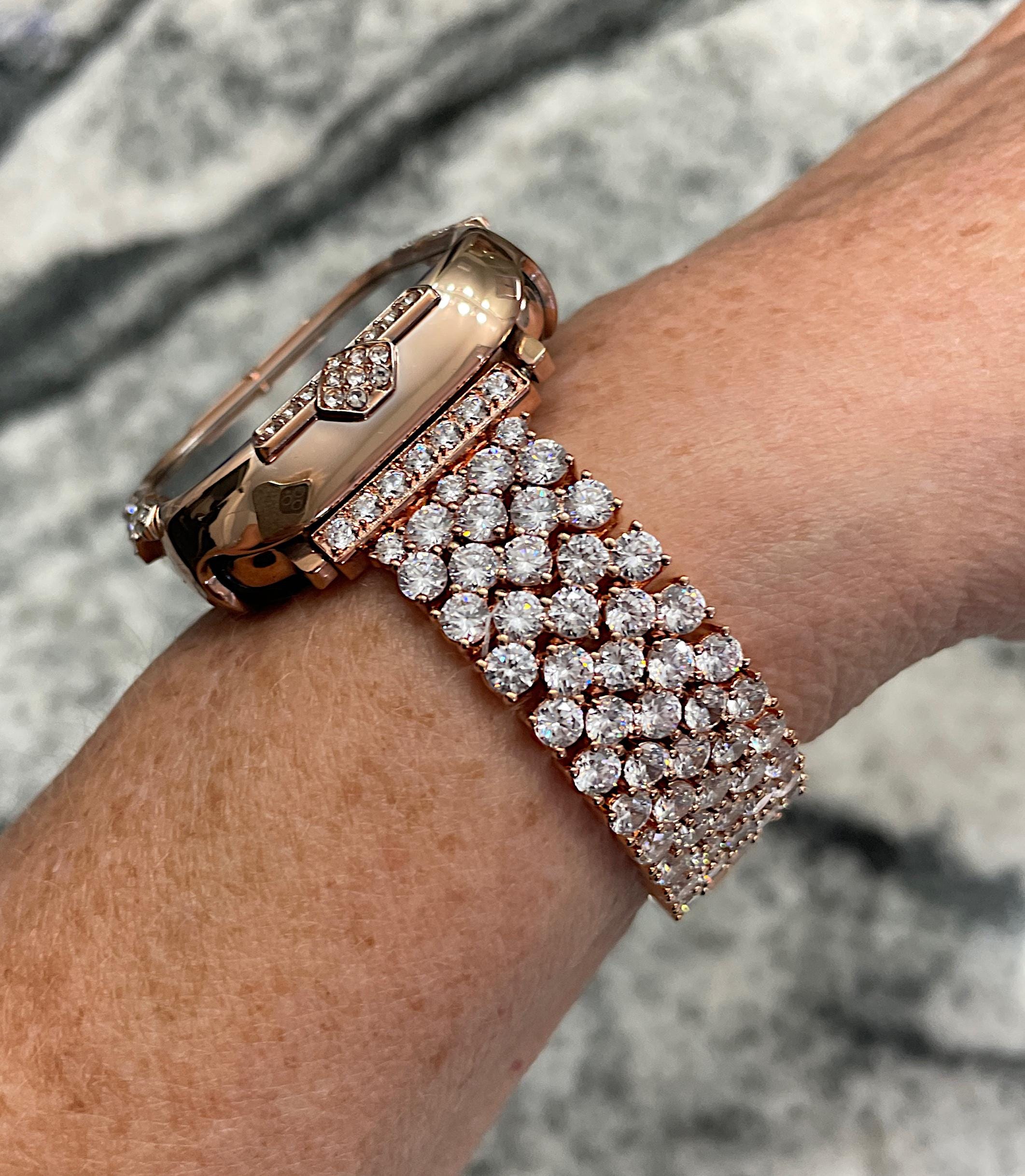 Apple Watch Rose Gold Smartwatch with Rhinestone Frame Apple Watch Band and or 14k Rose Gold GP Pc Crystal Double  main image 4